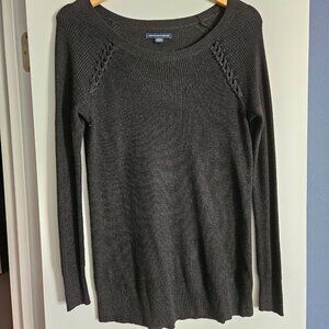 American Eagle Black Shoulder-Stitch Sweater